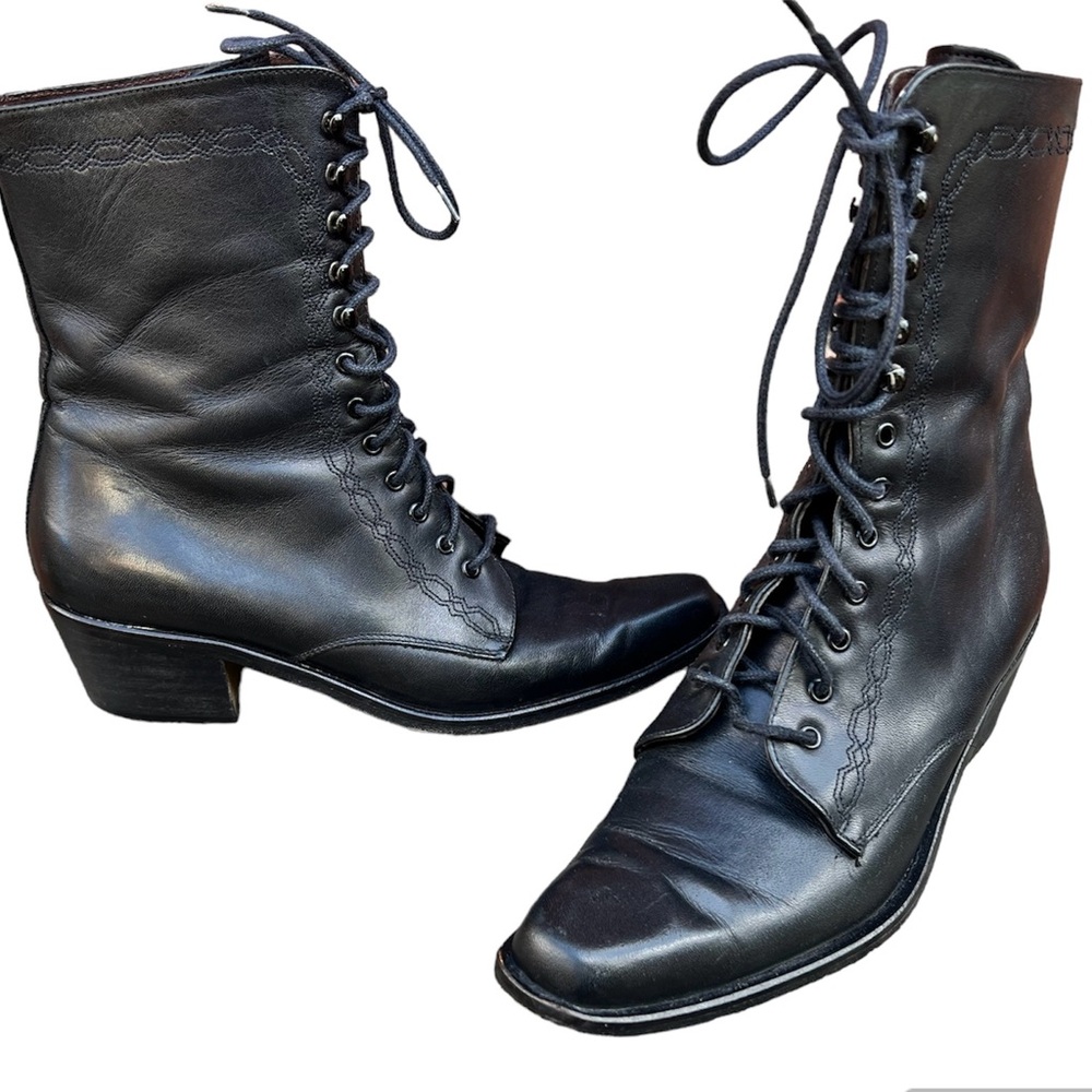 Nine West Black Victorian Lace Up Boots